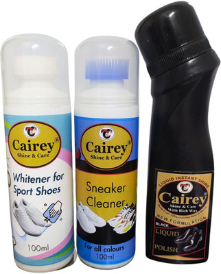 CAIREY 1 Whitener for Sports Shoes, 1 Sneaker Cleaner, and 1 Black Liquid Leather Shoe Liquid Polish(Black)