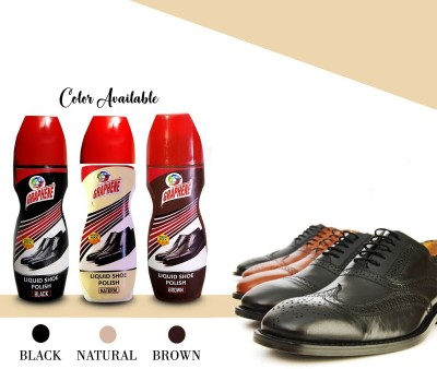 Oinic Set of 3 Liquid Shoe Polish (Black, Brown & Natural) For Leather Easy To Carry. Leather, Synthetic Leather Shoe Liquid Polish(Brown)