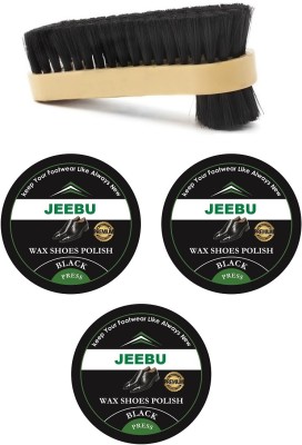 JEEBU 3 x Leather Shoe Black Polish Cream & 1 x Double Sided Brush for Shoes Cleaning Leather Shoe Cream(Black)