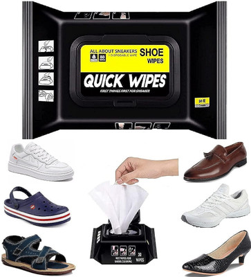 AKM STORE Shoe Wipes Sneaker Wipes Instant Sneaker Cleaner Shoe Cleaner(Sports Shoes, Leather, White)