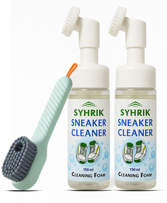 Syhrik Sneakers Cleaner & Sports Shoe Cleaner 150+150 ML Foaming Cleaner and Shoe Brush Sports Shoe Cleaner(Multicolor)