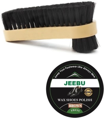 JEEBU Leather Shoe Brown Polish Cream & 1 x Double Sided Brush for Shoes Cleaning Leather Shoe Cream(Brown)