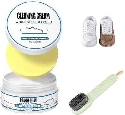 Bonbella Sneaker Stain Cleaning Cream with brush (PACK OF 2 ) Leather Shoe Cream(White)