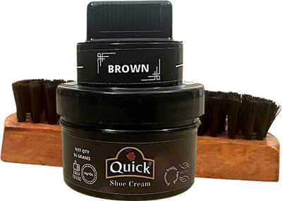 QUICK LS Cream Shoe Polish (Pack 50 Grams) and Shoe Brush Leather Shoe Cream(Brown)