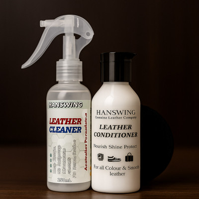 HANSWING Leather Cleaner and Conditioner kit Combo for Sofa, Car Seats, Jacket, Bags Leather, Patent Leather, Synthetic Leather Shoe Liquid Polish(Neutral)