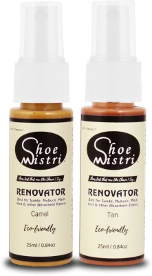 Shoe Mistri Shoe Renovator Miniature (Camel & Tan, Combo Pack of 2) Canvas, Nubuck, Suede Shoe Liquid Polish(Khaki, Tan)