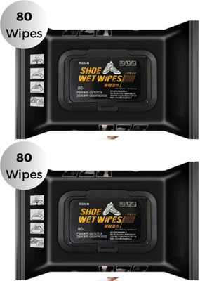 TRISR Sneaker & Shoe Cleaner Wipes 2 Pack of 160 Wipes, Portable Sneakers Cleaner Canvas, Synthetic Leather, Leather Shoe Cleaner(White)