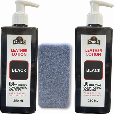 Quick Leather Lotion Cream For Shoes Bags & Jacket | 2 x 250 ML Pack | Colour: BLACK | Leather Shoe Cream(Black)