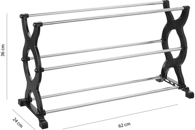 RUSHIL WERE 3 Shelves Premium Metal and Durable, Easy to Assemble, Space Saving Shoe Rack Metal, Plastic Shoe Stand(Black, 3 Shelves, DIY(Do-It-Yourself))