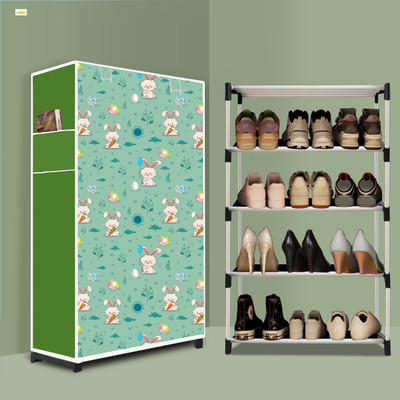 BAE 4 Tier Foldable Shoe Rack – Space Saver, Universal for Entry, Bedroom & Balcony Plastic Shoe Stand(Cartoon Rabbit Modern Print(A4), 4 Shelves, DIY(Do-It-Yourself))