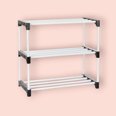 hph craftt Plastic Collapsible Shoe Stand(White, 3 Shelves, DIY(Do-It-Yourself))