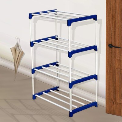 RKE BLUEWHITE-4 Plastic Shoe Stand(White, 4 Shelves, DIY(Do-It-Yourself))
