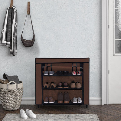 URBAN CHOICE Metal Collapsible Shoe Stand(BROWN, 3 Shelves, DIY(Do-It-Yourself))