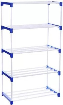 Shree Enterprises 5 Shelf Shoe Rack(Blue & White)Sturdy, Foldable,Multipurpose,Book, Shoe storage Metal, Plastic Shoe Rack(Blue, 5 Shelves, DIY(Do-It-Yourself))