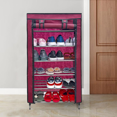 GlowSilk Metal Shoe Rack(maroon, 6 Shelves, DIY(Do-It-Yourself))