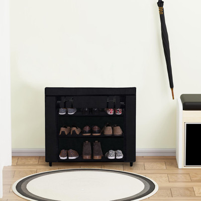 URBAN CHOICE Metal Collapsible Shoe Stand(BLACK, 3 Shelves, DIY(Do-It-Yourself))