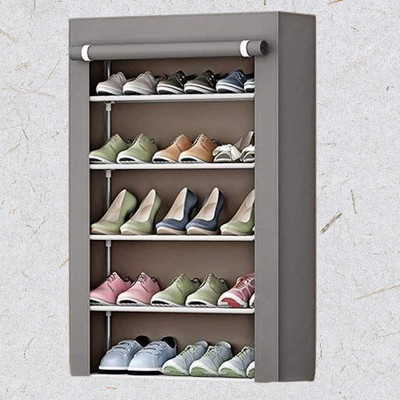 shivaaytraders Portable 5 Layer Shoe Rack Plastic Collapsible Shoe Stand(Grey, 5 Shelves, DIY(Do-It-Yourself))