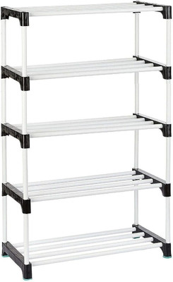GHODA 5 layer multiporpose PVC pipe Plastic Shoe Stand(BLACK, 5 Shelves, DIY(Do-It-Yourself))