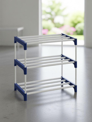 sansim Storage Saving Rack Organizer 3 Layer Rack Plastic Pipe Plastic Shoe Rack(Blue, 3 Shelves, DIY(Do-It-Yourself))