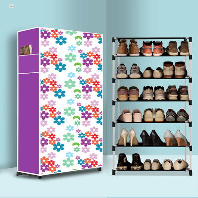 MEZIRE 6 Tier Foldable Shoe Rack – Space Saver, Universal for Entry, Bedroom & Balcony Plastic Collapsible Shoe Stand(Mini Flower Modern Printed(A6), 6 Shelves, DIY(Do-It-Yourself))