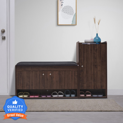 Sleepyhead Footsie Combo Engineered Wood Shoe Rack(Dark Walnut, 8 Shelves, Knock Down)