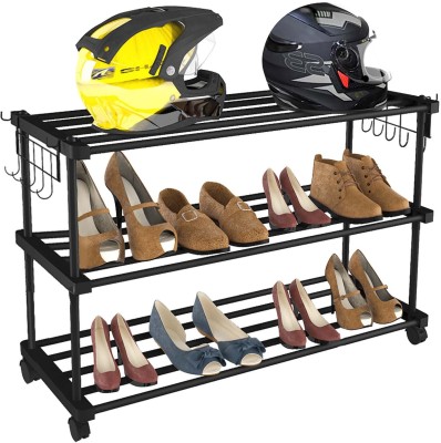 TNT Sturdy Premium Multipurpose Steel Shoe/Chappal/Book/Clothes Rack/Stand/for Home Metal, Plastic Shoe Rack(Black, 3 Shelves, DIY(Do-It-Yourself))