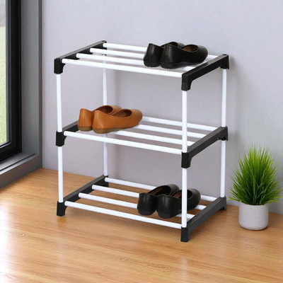 hph craftt Plastic Shoe Stand(White, 3 Shelves, DIY(Do-It-Yourself))