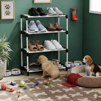 BAE This is a great storage cabinet for your home to store your shoes, books, kids Plastic Shoe Stand(solids black, 4 Shelves, DIY(Do-It-Yourself))