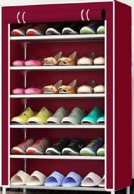 CHAAK 6 Shelves Shoes Rack & Multipurpose Use etc. Plastic Collapsible Shoe Stand(Maroon, 6 Shelves, DIY(Do-It-Yourself))