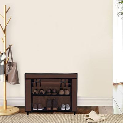 URBAN CHOICE Metal Collapsible Shoe Stand(BROWN, 2 Shelves, DIY(Do-It-Yourself))