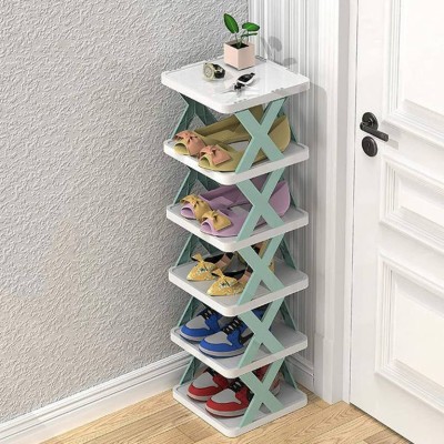 ROXIN Plastic Collapsible Shoe Stand(Multicolor, 6 Shelves, Pre-assembled)