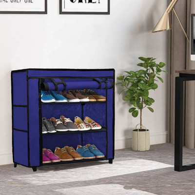 URBAN CHOICE Metal Collapsible Shoe Stand(BLUE, 3 Shelves, DIY(Do-It-Yourself))