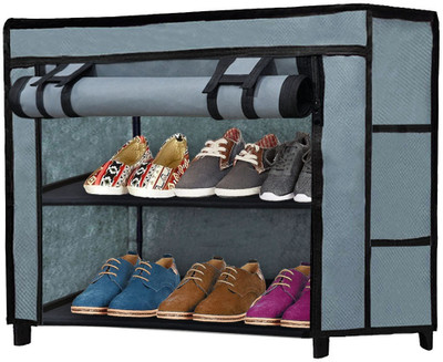 URBAN CHOICE Metal Collapsible Shoe Stand(GREY, 2 Shelves, DIY(Do-It-Yourself))