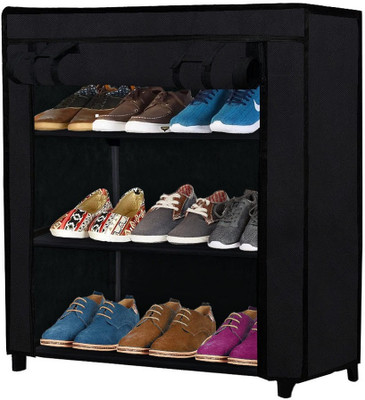URBAN CHOICE Metal Collapsible Shoe Stand(BLACK, 3 Shelves, DIY(Do-It-Yourself))