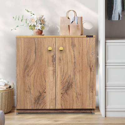 Urbanspace Wooden Shoe Rack with Ample Storage Space, Compact Size, and Durable Build Engineered Wood Shoe Rack(FASTAFF OAK LIGHT, 3 Shelves, Knock Down)