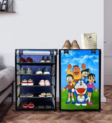 KOnline Doraemon 5-Tier Shoe Rack – Playful, Space-Saving Storage for Footwear Metal Collapsible Shoe Stand(NavyBlue, 5 Shelves, DIY(Do-It-Yourself))