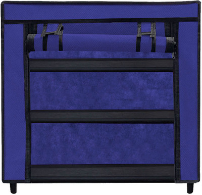GlowSilk Metal Collapsible Shoe Stand(BLUE, 3 Shelves, DIY(Do-It-Yourself))