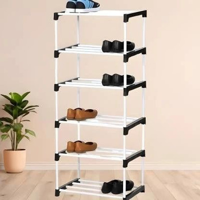 Plexus enterprises Black 6 Shoe Rack 2152 Plastic Shoe Stand(Black, 6 Shelves, DIY(Do-It-Yourself))