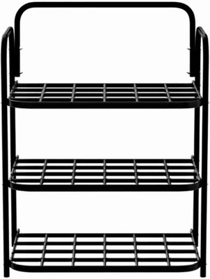 The Haridham Enterprise Collapsible Shoes Rack 3 Layer Plastic, Metal Collapsible Shoe Stand(Black, 3 Shelves, DIY(Do-It-Yourself))