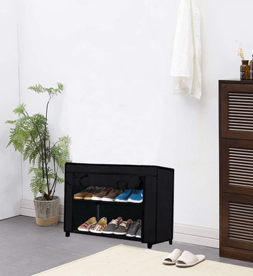 RAXON WORLD Metal Collapsible Shoe Stand(BLACK, 2 Shelves, DIY(Do-It-Yourself))