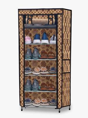 GlowSilk 6 Layer Compact Metal Shoe Rack Flowerprint Organizer Protect Shoes Metal Collapsible Shoe Stand(Multicolour, 6 Shelves, DIY(Do-It-Yourself))