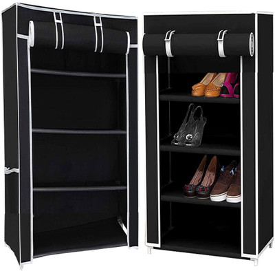 DEMARK Multipurpose shoe rack/Wardrobe Heavy Material PVC Plastic Pipes with cover Plastic Shoe Stand(Chrome, 4 Shelves, DIY(Do-It-Yourself))