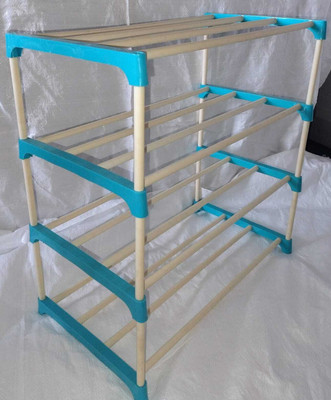 Plexus enterprises PSRSK004 Plastic Shoe Stand(SKY BLUE, 4 Shelves, DIY(Do-It-Yourself))