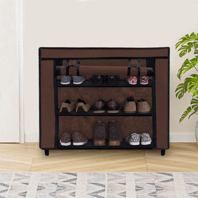 URBAN CHOICE Metal Collapsible Shoe Stand(BROWN, 3 Shelves, DIY(Do-It-Yourself))