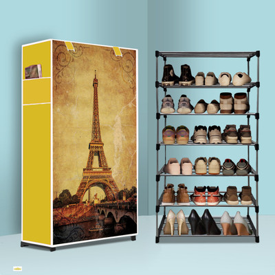 ZENVEXYO 6 Tier Foldable Shoe Rack – Space Saver, Universal for Entry, Bedroom & Balcony Metal Shoe Rack(Eiffel Tower Modern Print(A6), 6 Shelves, DIY(Do-It-Yourself))