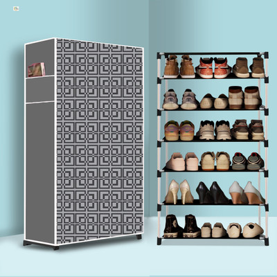Jaggu 6 Tier Foldable Shoe Rack – Space Saver, Universal for Entry, Bedroom & Balcony Plastic Collapsible Shoe Stand(Cabinet Modern Printed(A6), 6 Shelves, DIY(Do-It-Yourself))
