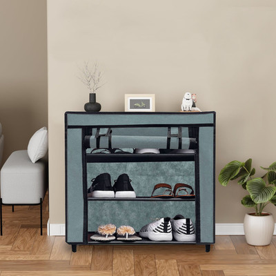 URBAN CHOICE Metal Collapsible Shoe Stand(GREY, 3 Shelves, DIY(Do-It-Yourself))
