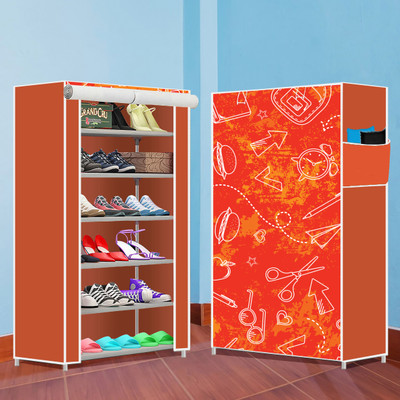 INSIDE STYLE Collapsible Shoe Rack – Metal 6 Tier Foldable Organizer for Home & Entry Use Metal Collapsible Shoe Stand(New Red, 6 Shelves, DIY(Do-It-Yourself))