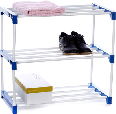 Dhani Creations Multipurpose Rack 3 steps Metal Collapsible Shoe Stand(White, 3 Shelves, DIY(Do-It-Yourself))