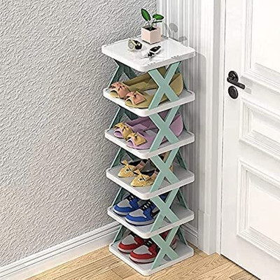 BEYKURY B-6 Layer Shoe Rack X Design Lightweight Foldable Shoe Cabinet Storage For Home Plastic Shoe Stand(Multi, 6 Shelves, Pre-assembled)